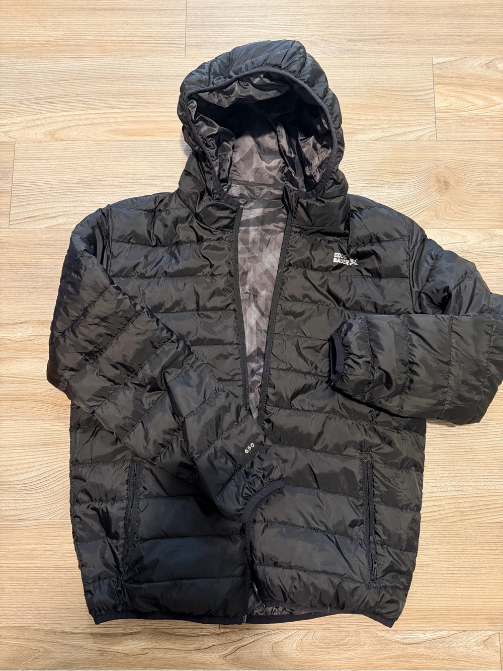 Eddie Bauer Black Hooded Down Puffer Jacket